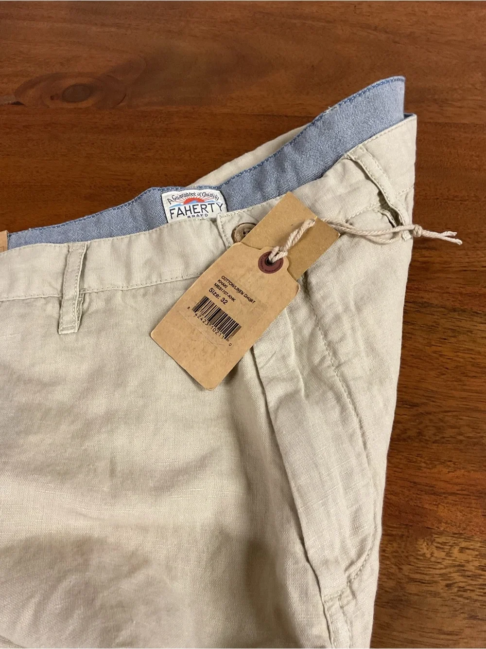Brand New-Faherty Men’s Cotton/Linen Short Khaki